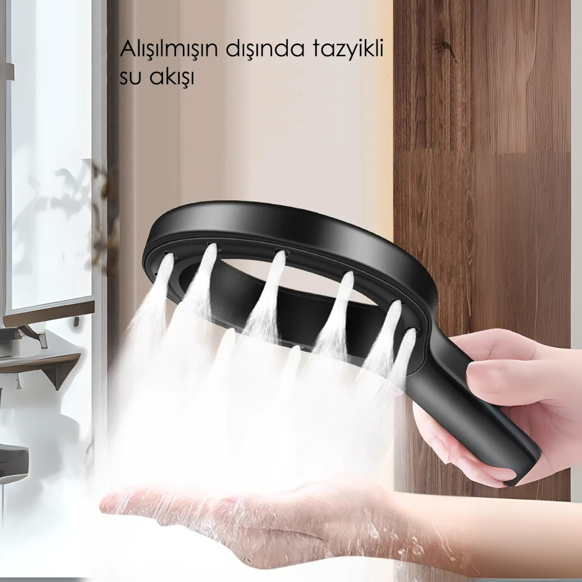 Super Sonic Su Tasarruflu Siyah Turbo Jet Banyo Duş Başlığı El Duşu