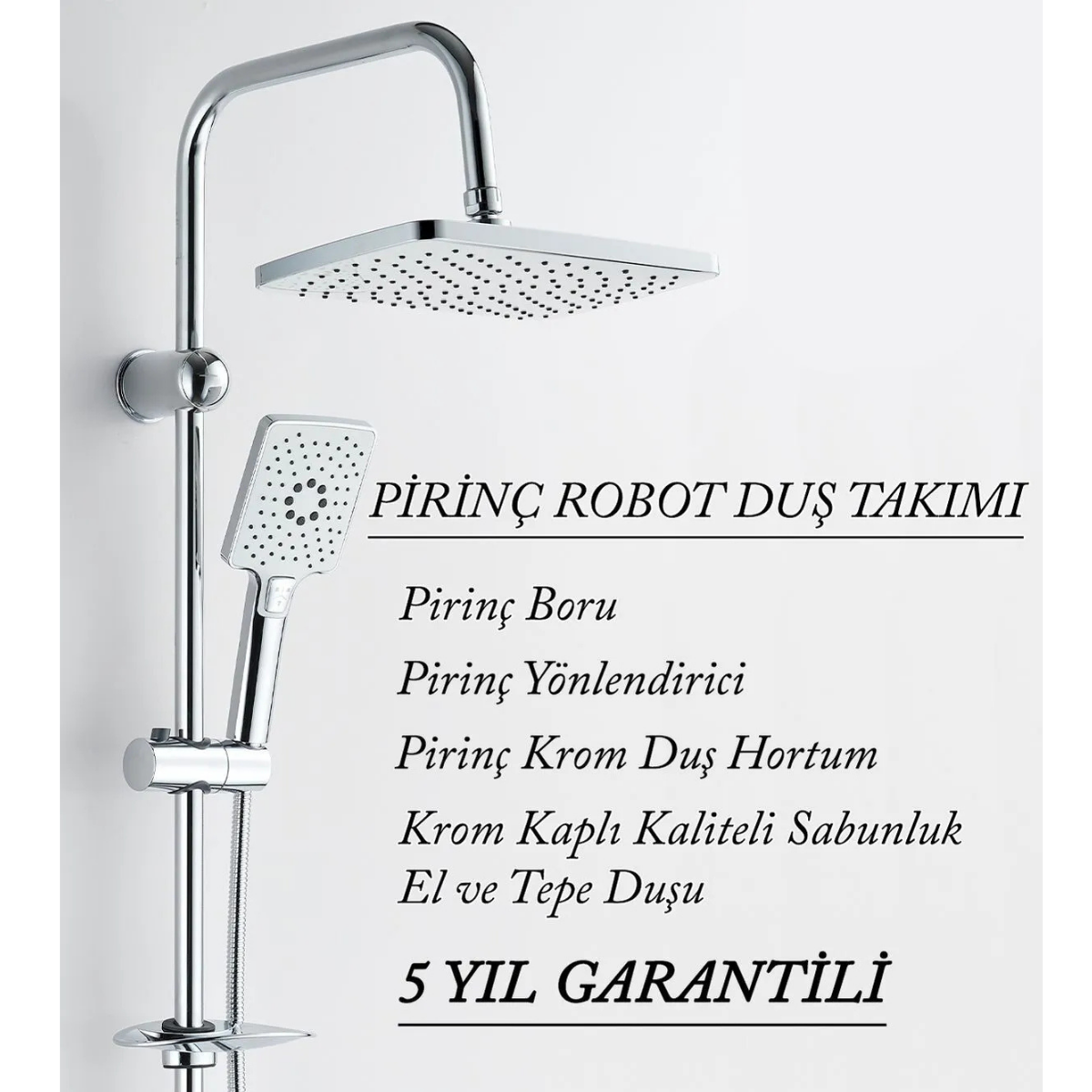 Tokyo Krom Fonksiyonlu Robot Duş Seti Yağmurlama Tepeleme Duş Sistemleri 5 Yıl Garanti %100 Pirinç