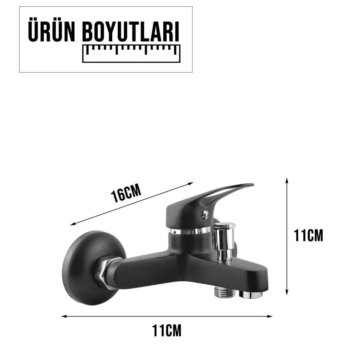 Siyah Mix Banyo Duş Bataryası Aç Kapa Çift Girişli Garantili