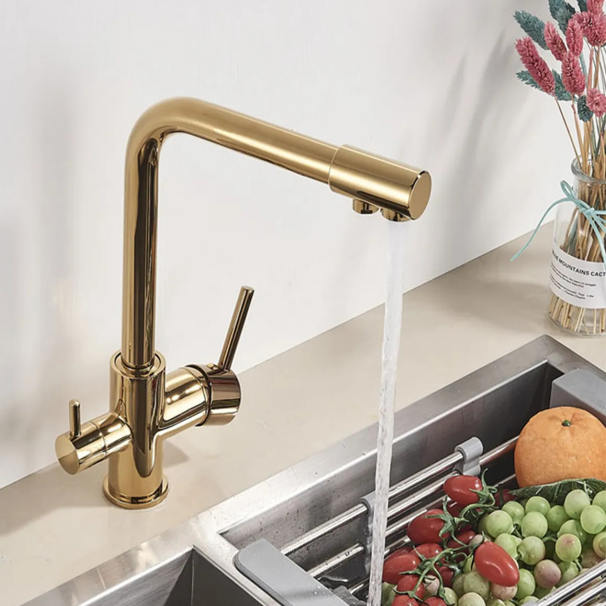 Gold 3 Yollu Arıtma Çıkışlı Aç Kapa Mutfak Eviye Bataryası