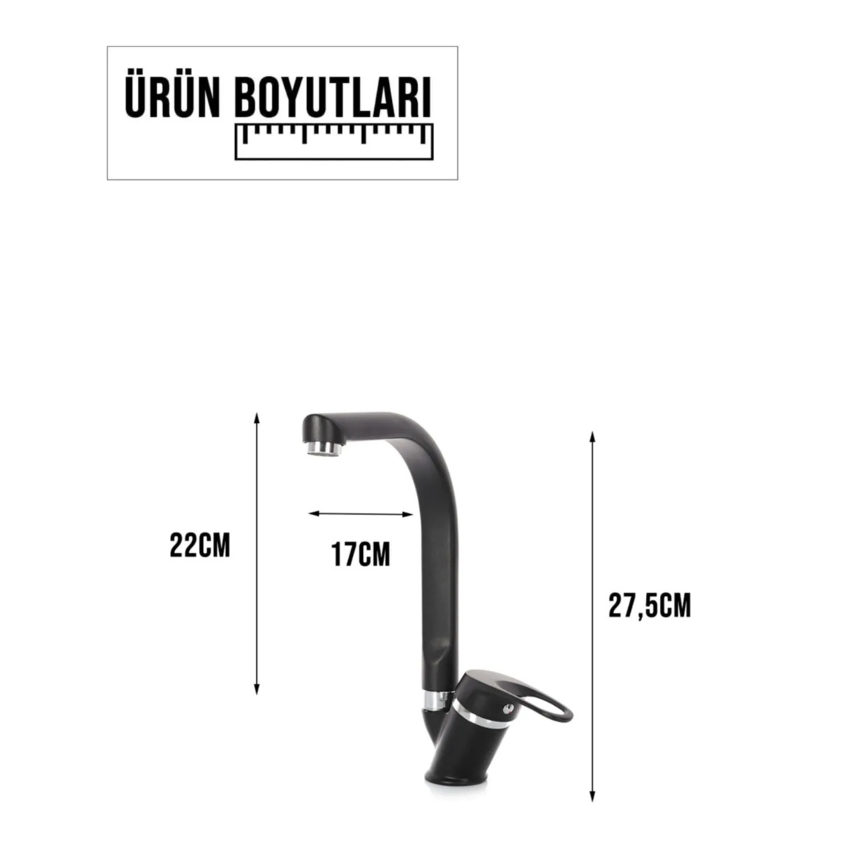 Siyah Mix Tyal Mutfak Eviye Bataryası Balık Sırtı Boru