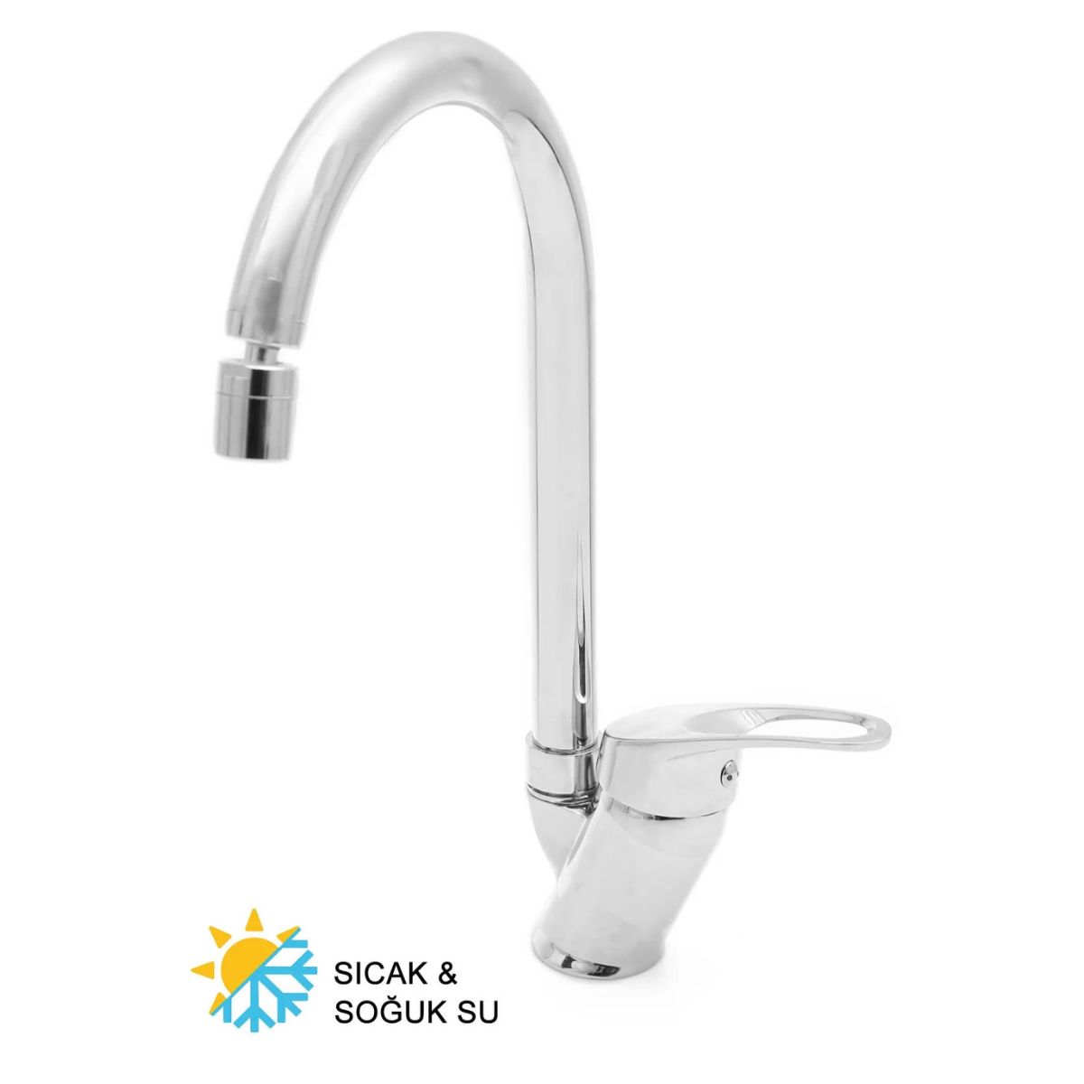 Krom Mix Kuğu Borulu Mutfak Eviye Bataryası Oynar Perlatörlü