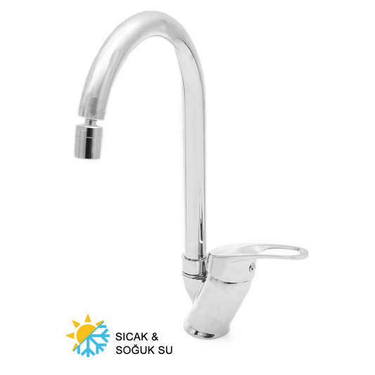 Krom Mix Kuğu Borulu Mutfak Eviye Bataryası Oynar Perlatörlü