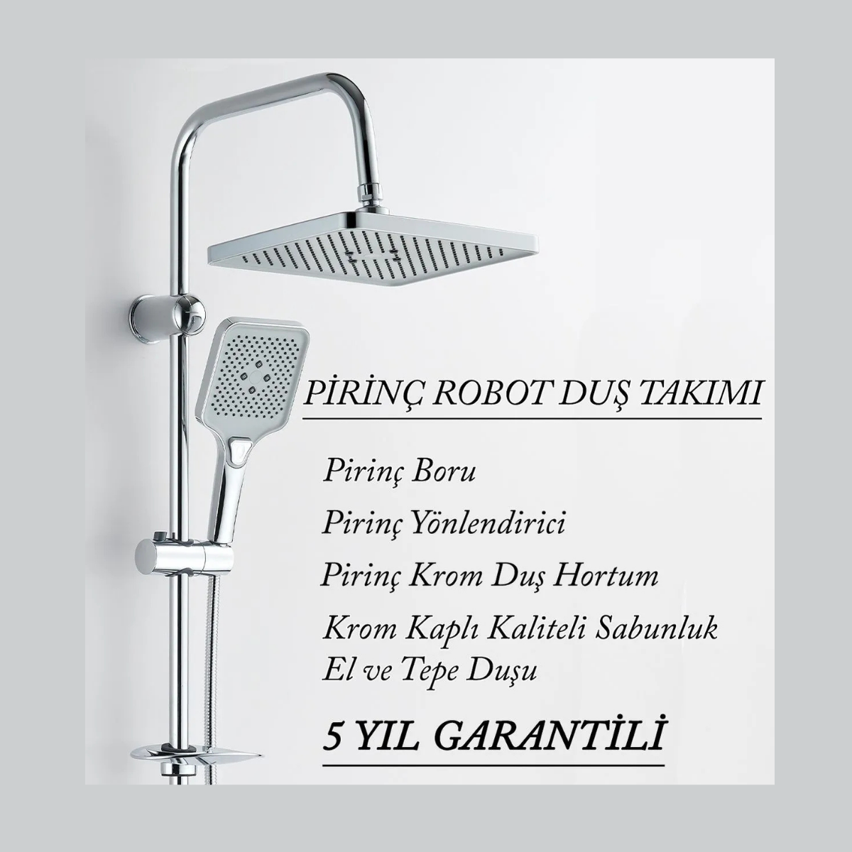 Pekin Krom Fonksiyonlu Robot Duş Seti Yağmurlama Tepeleme Duş Sistemleri 5 Yıl Garanti %100 Pirinç