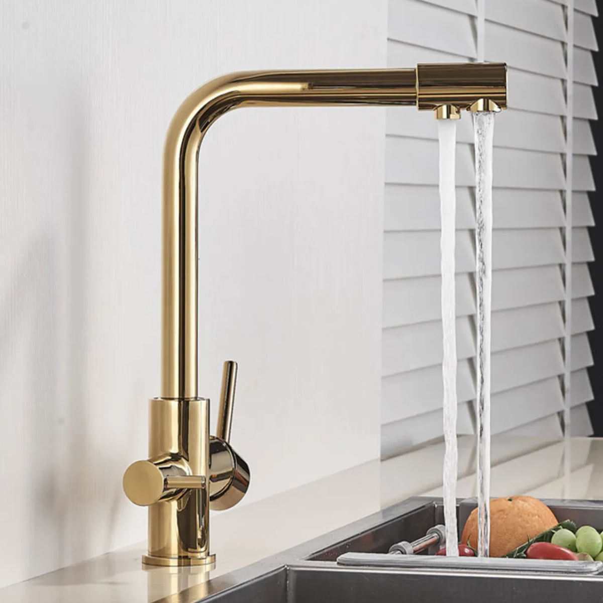 Gold 3 Yollu Arıtma Çıkışlı Aç Kapa Mutfak Eviye Bataryası