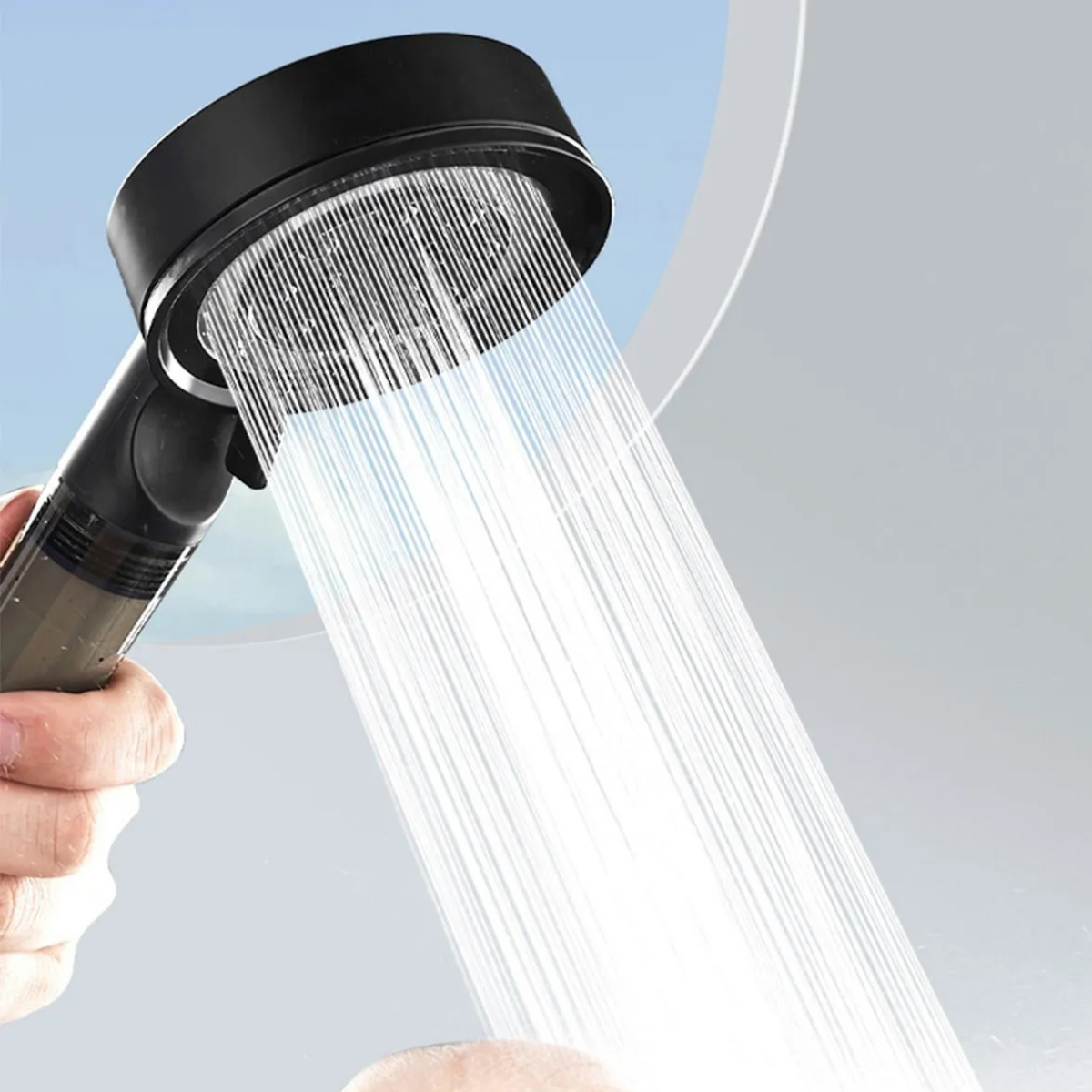 5 Fonksiyonlu Çelik Su Tasarruflu Filtreli Turbo Jet Duş Başlığı Siyah
