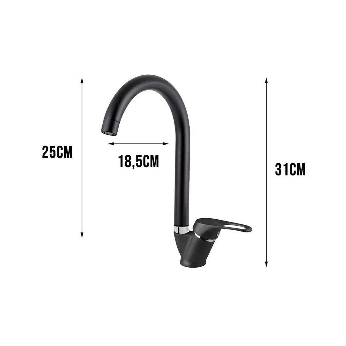 Cambridge Mat Siyah Mutfak Evye Bataryası