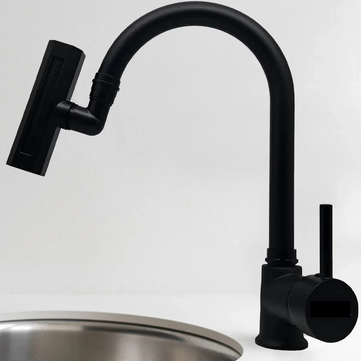 Şelale Siyah 4 Fonksiyonlu Oynar Başlıklı Mutfak Eviye Bataryası