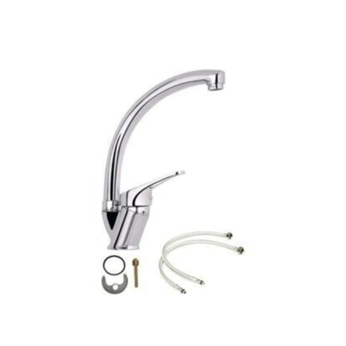 Krom Kuğu Borulu Mutfak Evye Bataryası Garantili Çift Girişli