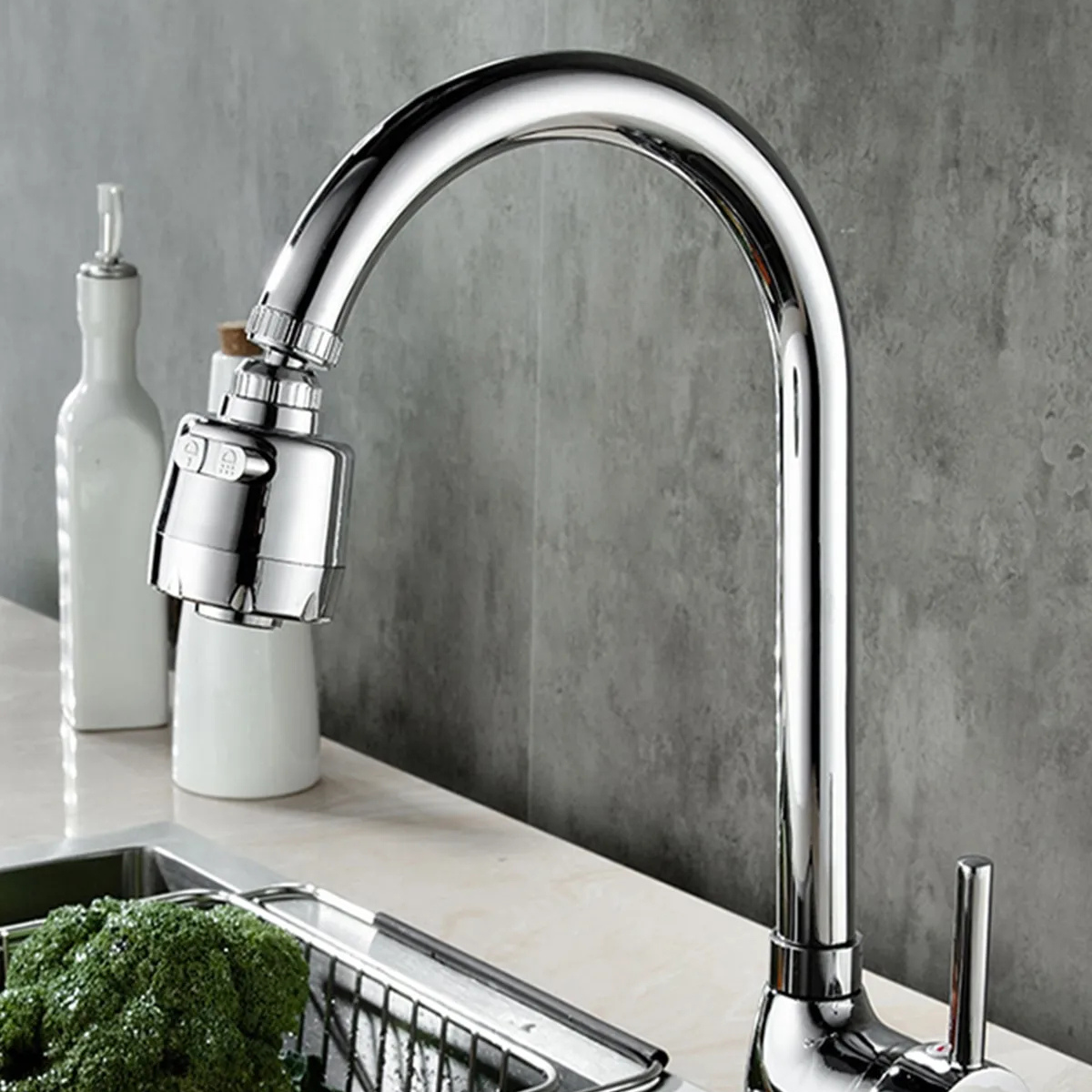 3 Fonksiyonlu Oynar Başlıklı Krom Çubuk Kol Mutfak Evye Bataryası