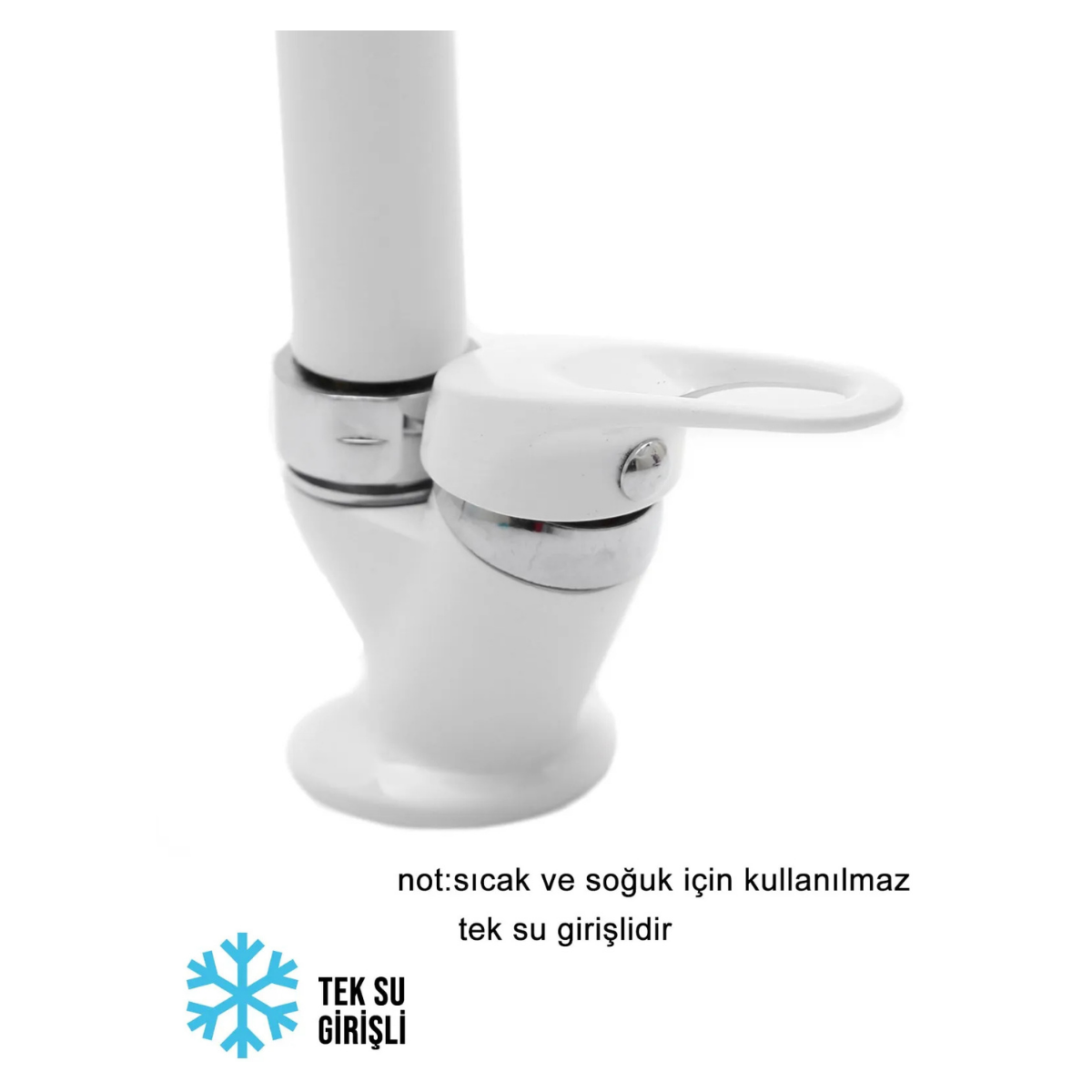 Beyaz Tek Su Çıkışlı Mermerden Mix Lavabo Bataryası Aç Kapa Kollu Garantili