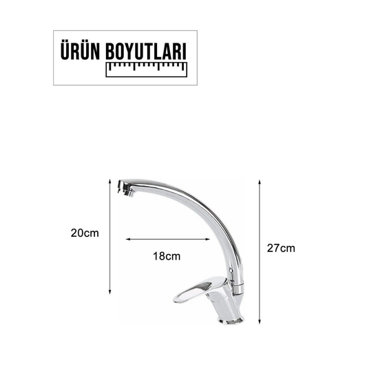 Krom Kuğu Borulu Mutfak Evye Bataryası Garantili Çift Girişli