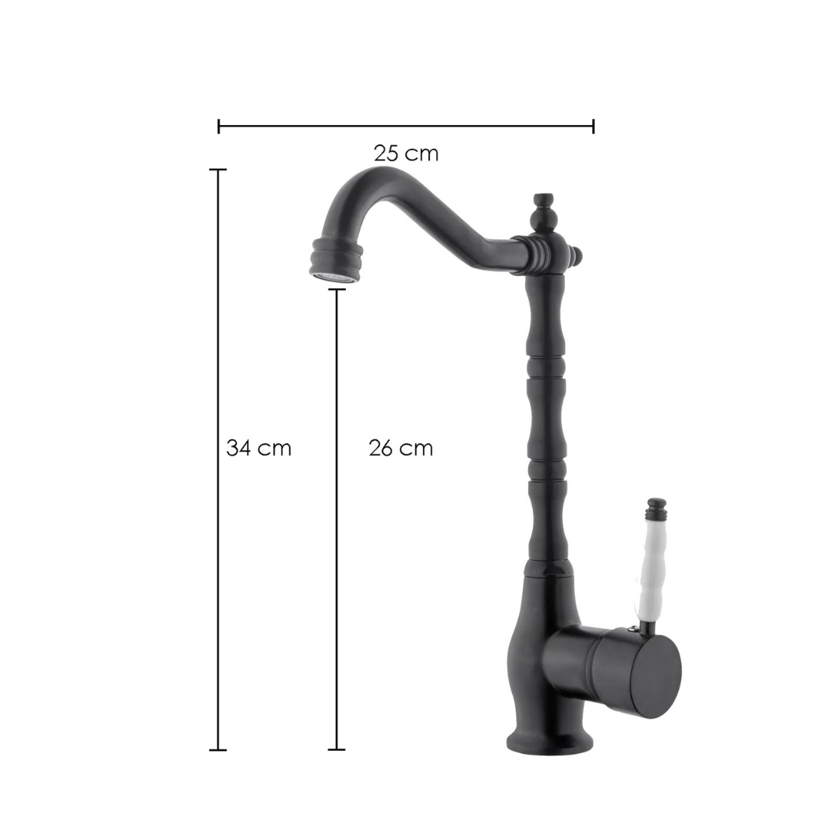 Siyah Rustik Porselen Kollu Aç Kapa Mutfak Eviye Bataryası