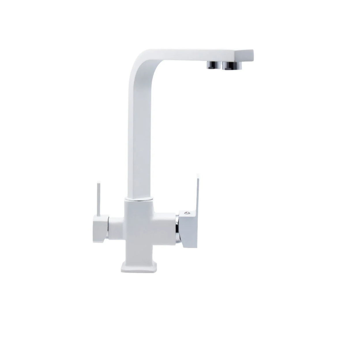 Beyaz 3 Yollu Kare Arıtma Çıkışlı Aç Kapa Mutfak Eviye Bataryası