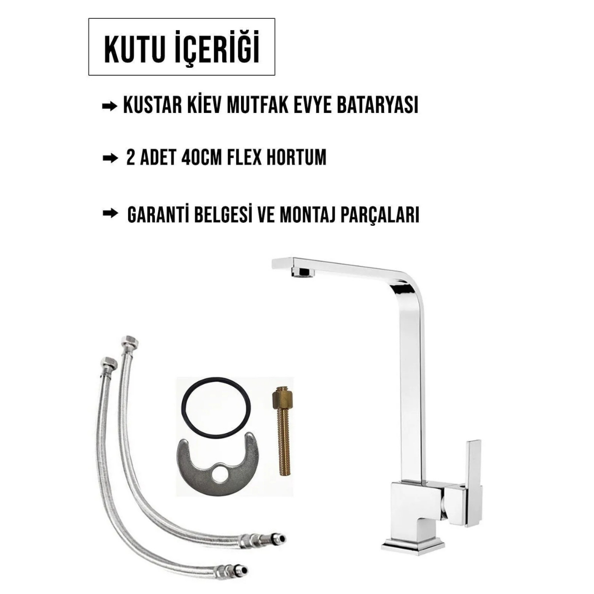 Kiev Kare Model Aç Kapa Mutfak Eviye Bataryası 5 Yıl Garantili