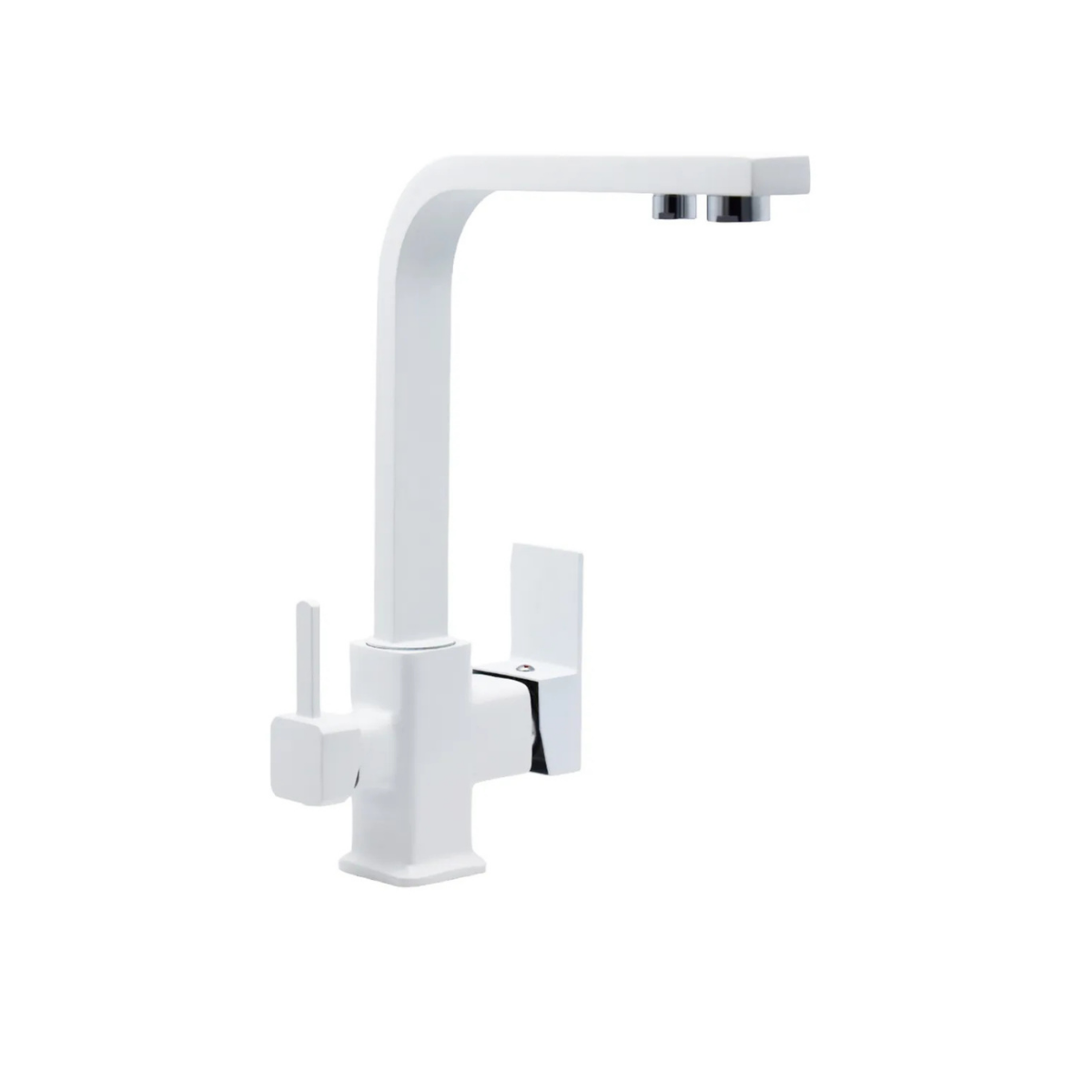 Beyaz 3 Yollu Kare Arıtma Çıkışlı Aç Kapa Mutfak Eviye Bataryası