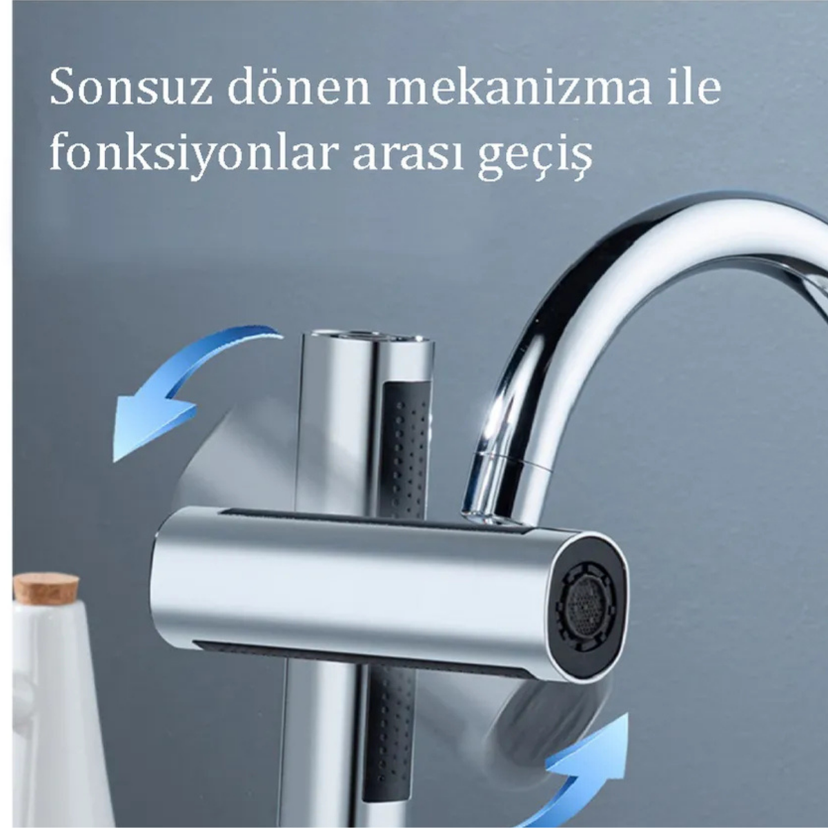 Füme Tasarruflu 4 Modlu Şelale Ayarlanabilir Musluk Başlığı Mutfak Eviye Bataryası Lavabo Bataryası