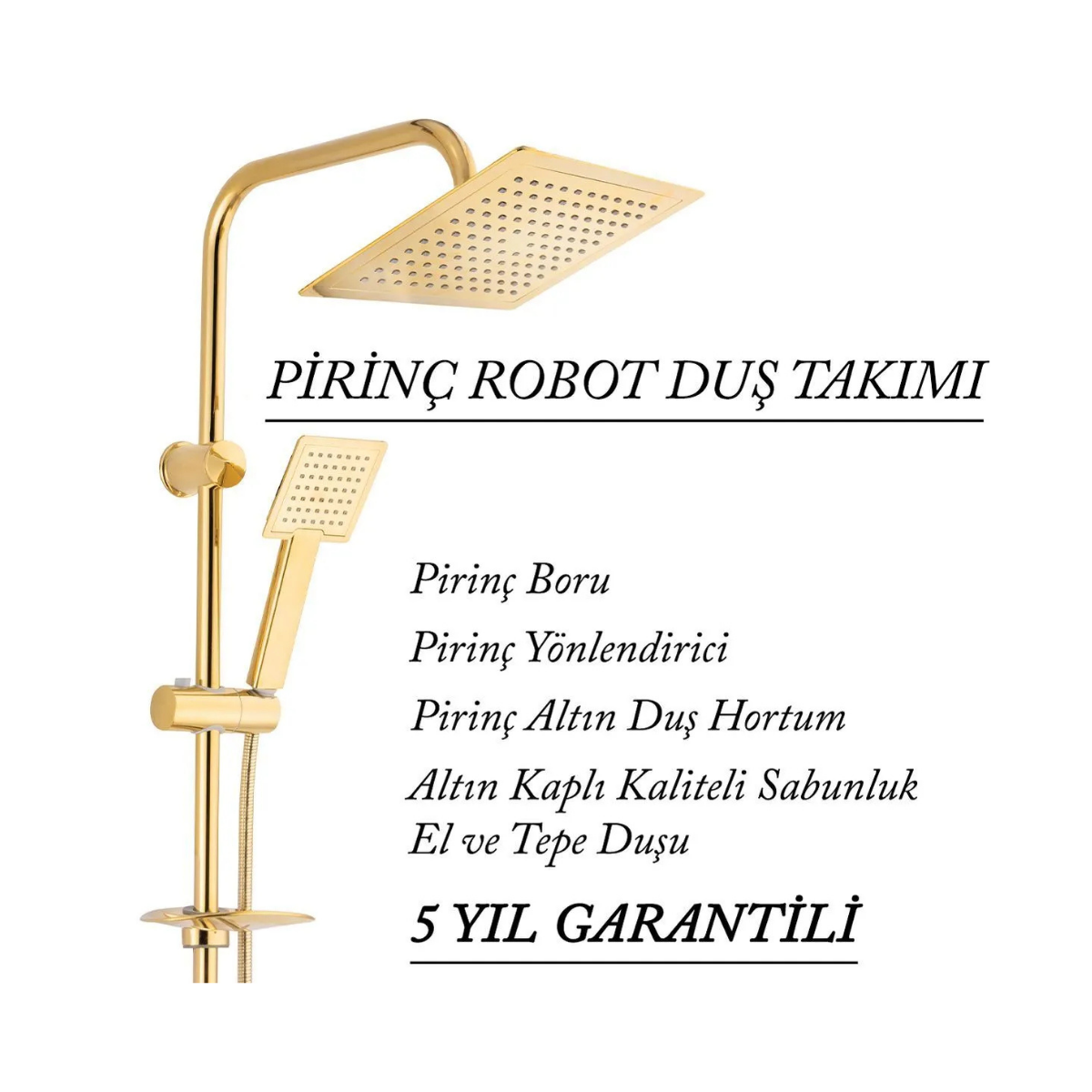 Dubai Altın Banyo Robot Duş Seti Yağmurlama Tepeleme Duş Sistemleri 5 Yıl Garanti %100 Pirinç