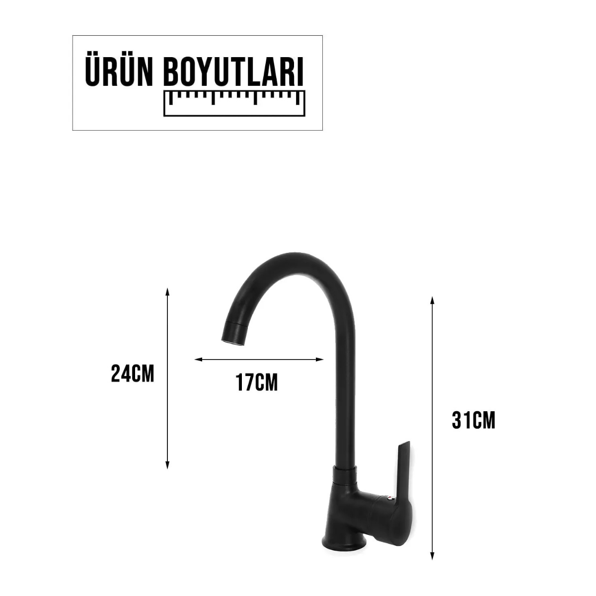 Grozni Komple Siyah Mutfak Evye Bataryası Delta Borulu Aç Kapa