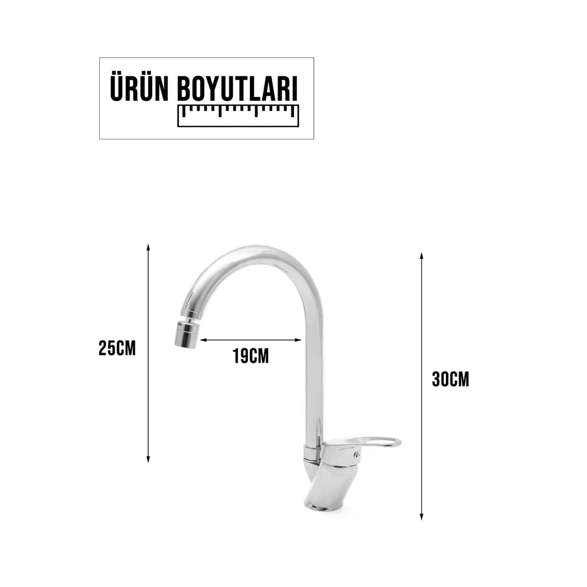 Krom Mix Kuğu Borulu Mutfak Eviye Bataryası Oynar Perlatörlü