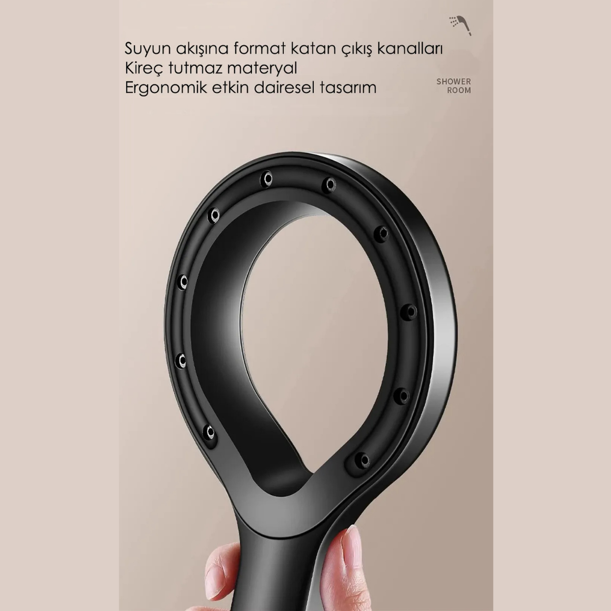 Super Sonic Su Tasarruflu Siyah Turbo Jet Banyo Duş Başlığı El Duşu