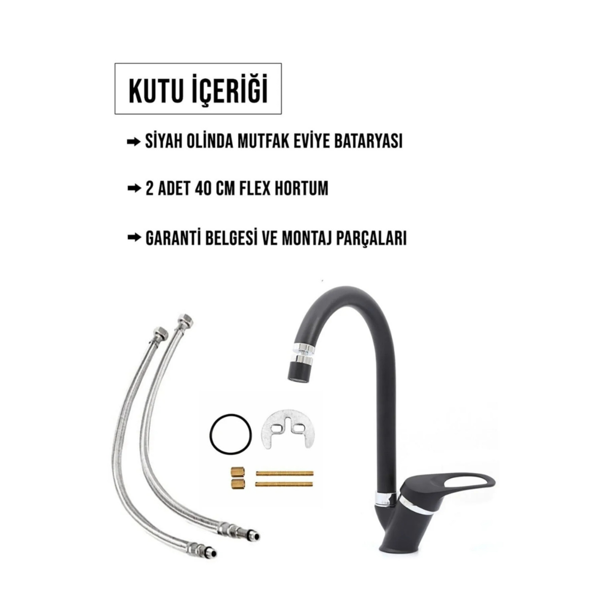 Olinda Siyah Mutfak Evye Bataryası 360 Oynar Perlatörlü