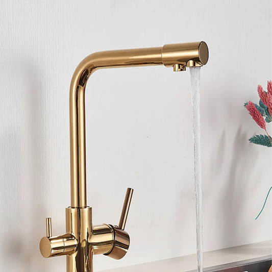 Gold 3 Yollu Arıtma Çıkışlı Aç Kapa Mutfak Eviye Bataryası