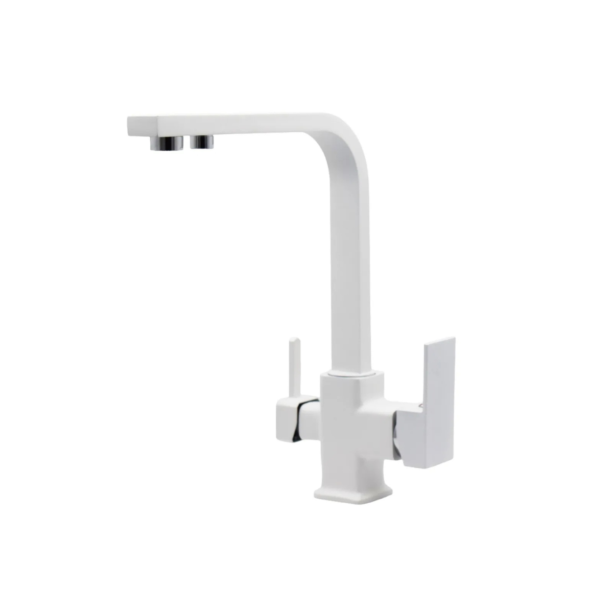 Beyaz 3 Yollu Kare Arıtma Çıkışlı Aç Kapa Mutfak Eviye Bataryası