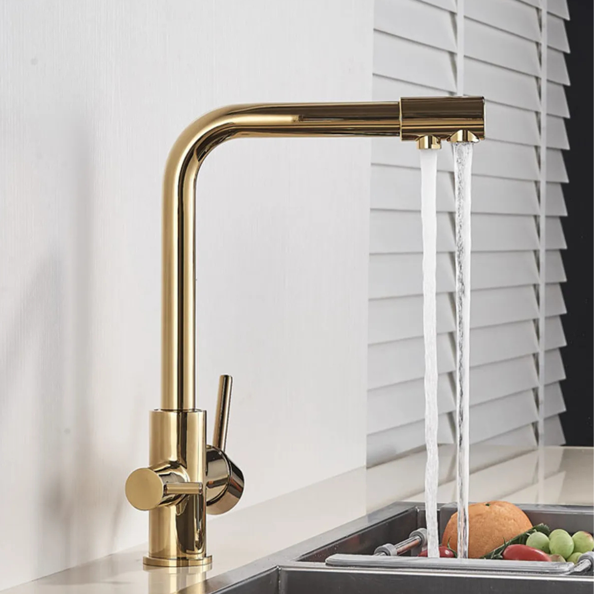 Gold 3 Yollu Arıtma Çıkışlı Aç Kapa Mutfak Eviye Bataryası