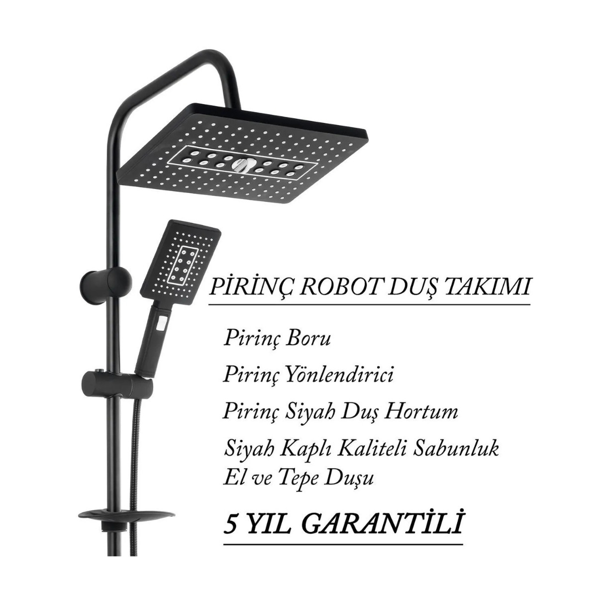 Singapur Siyah Fonksiyonlu Robot Duş Seti Yağmurlama Tepeleme Duş Sistemi 5 Yıl Garanti %100 Pirinç